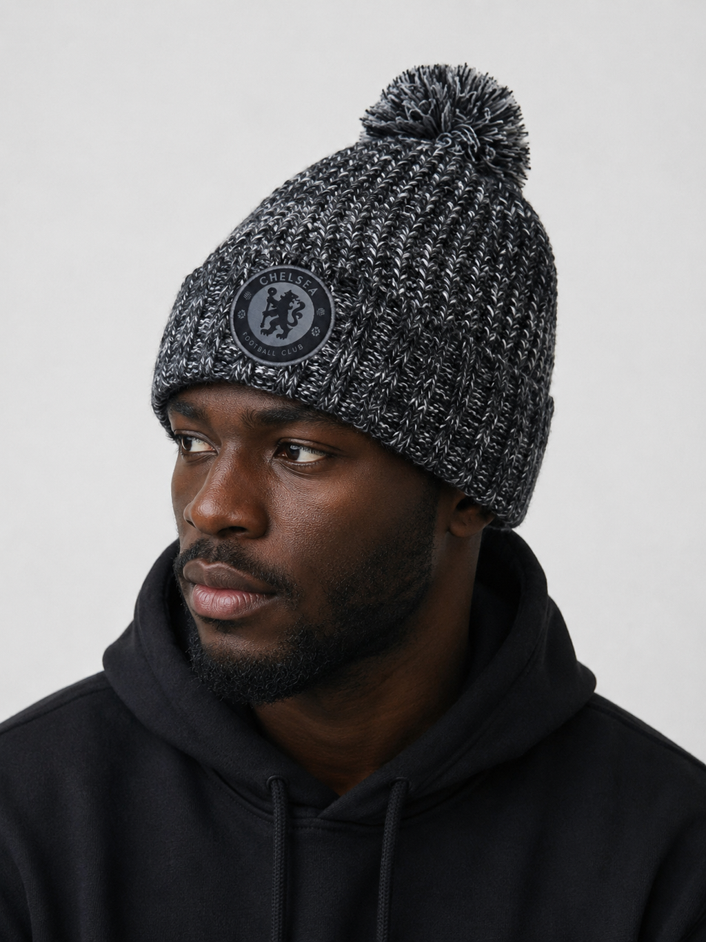 Chelsea Fleece-Lined Charcoal Bobble Hat