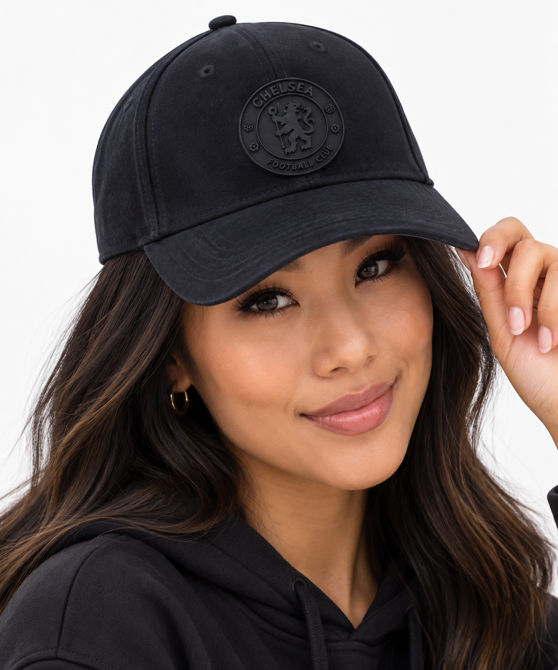 Chelsea Black Velour Baseball Cap