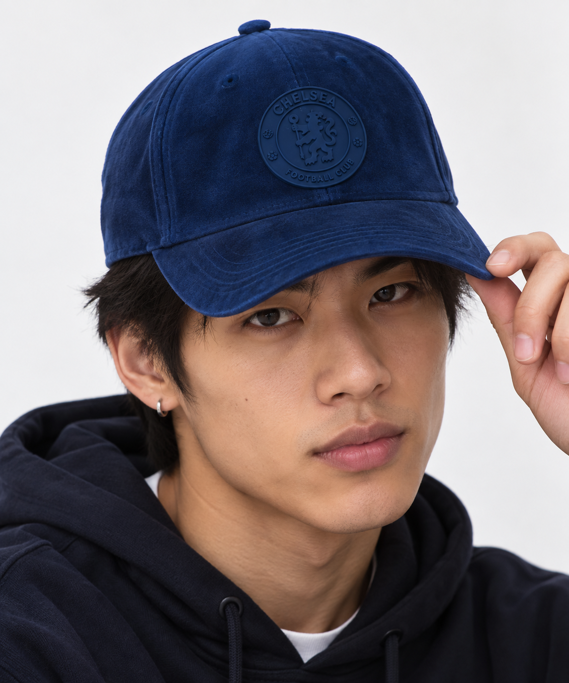 Chelsea Navy Velour Baseball Cap