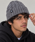 Chelsea Grey Cable Knit Cuffed Beanie