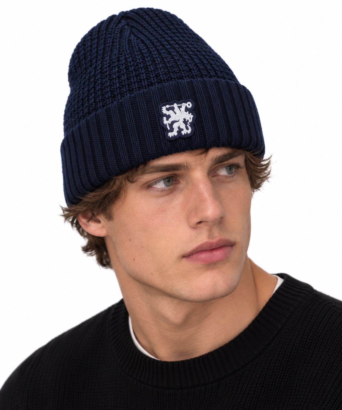 Chelsea Black White Lion Knitted Beanie