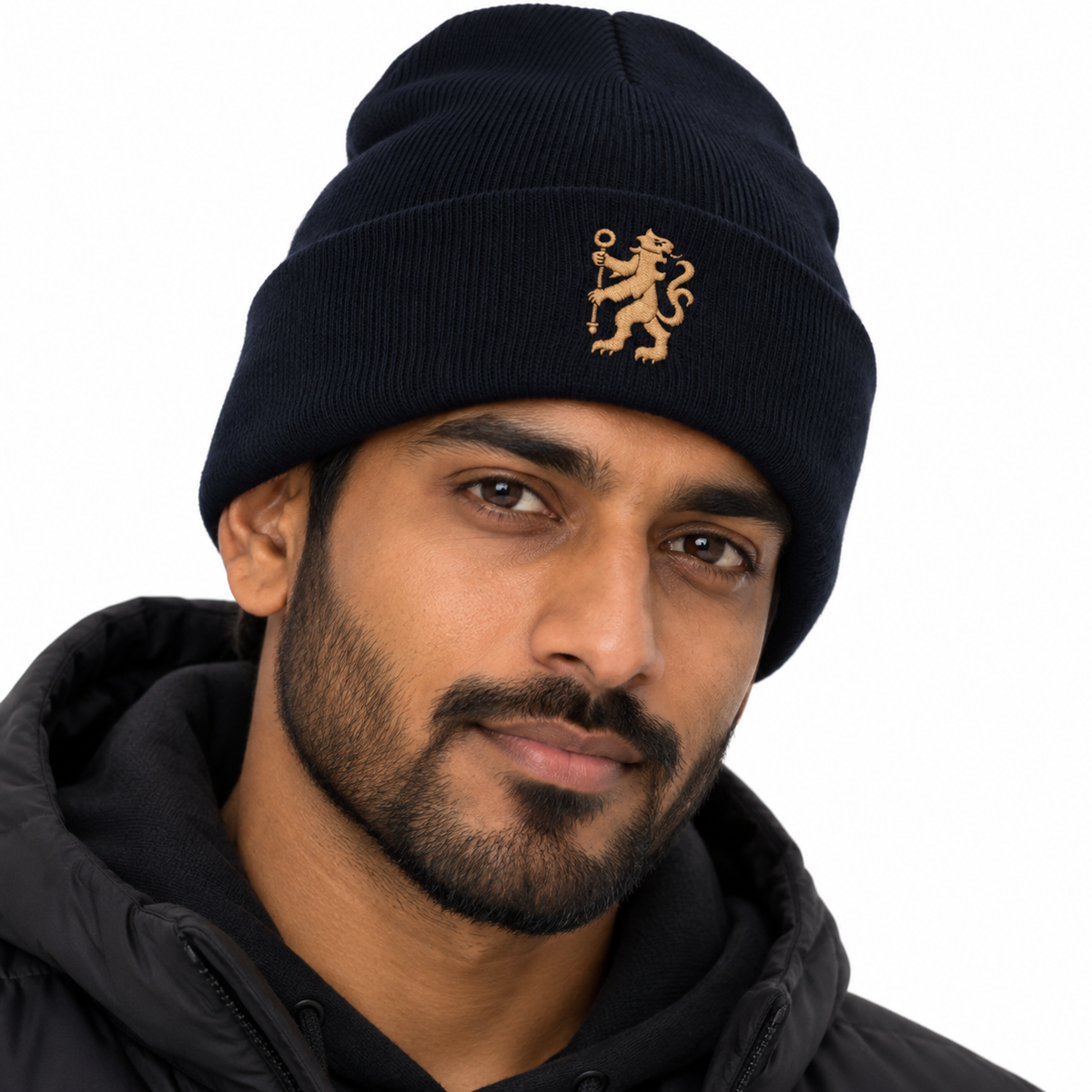 Chelsea Navy Gold Lion Beanie