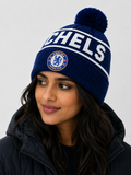 Chelsea Navy Wordmark Bobble Hat