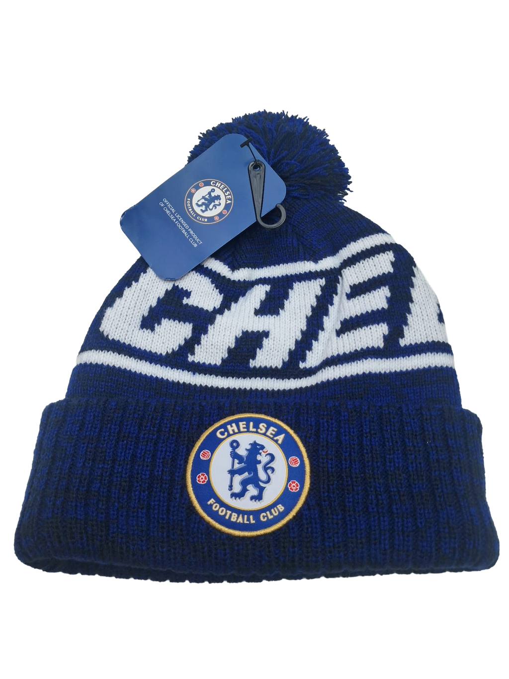 Chelsea Navy Wordmark Bobble Hat