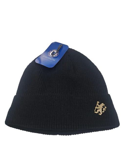 Chelsea Black Gold Lion Fleeced Cuffed Beanie